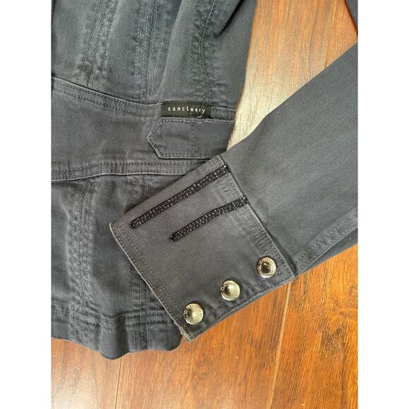 Sanctuary for Anthropologie Denim Jacket Womens Small Navy Blue Fitted Ladies - Picture 8 of 9